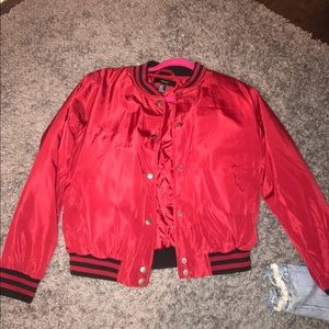 Red bomber jacket